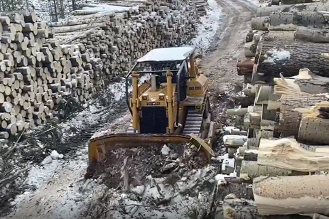 HBXG SD8N Bulldozer Working in the Forests of Russia